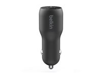 Belkin BOOST UP Dual Car Charger with PPS 37W - Auton virtasovitin - 37 watti(a) - PD 3.0 - 2 lähtöliittimet (USB, 24 pin USB-C) CCB004BTBK