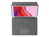 Logitech Combo Touch - Näppäimistö- ja kalvokotelo - sekä kosketuslevy - taustavalaistu - Apple Smart connector - AZERTY - ranskalainen - grafiitti malleihin Apple 10.2-inch iPad (7. sukupolvi, 8. sukupolvi, 9. sukupolvi) 920-009625