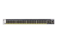 NETGEAR M4300-52G-PoE+ - Kytkin - L3 - Hallinnoitu - 2 x 10/100/1000/10000 + 2 x 10 Gigabit SFP+ + 48 x 10/100/1000 (PoE+) - ilmavirtaus edestä taaksepäin - telineeseen asennettava - PoE+ (480 W) GSM4352PA-100NES