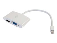 C2G 20cm Mini DisplayPort to HDMI or VGA Adapter Converter 4K UHD - White - Näyttösovitin - Mini DisplayPort uros to HDMI, 15 pin D-Sub (DB-15) naaras - 20.3 cm - suojattu - valkoinen - 4K-tuki 80936