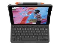 Logitech Slim Folio - Näppäimistö- ja kalvokotelo - langaton - Bluetooth LE - QWERTY - pohjoismainen - grafiitti 920-011337