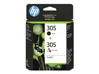 HP 305 - 2 pakettia - musta, väri (sinivihreä, sinipunainen, keltainen) - alkuperäinen - mustepatruuna malleihin Deskjet 23XX, 27XX, 28XX, 41XX, 42XX; DeskJet Plus 41XX; ENVY 60XX, 64XX; ENVY Pro 64XX 6ZD17AE