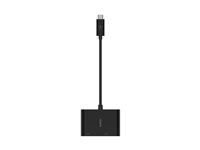 Belkin USB-C to VGA + Charge Adapter - Näyttösovitin - 24 pin USB-C uros to HD-15 (VGA), USB-C (power only) naaras - musta - 1080p-tuki, USB Power Delivery (60W) AVC001BTBK