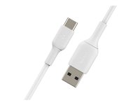 Belkin BoostCharge - USB-kaapeli - 24 pin USB-C (uros) to USB (uros) - USB 2.0 - 1 m - valkoinen (pakkaus sisältää 2) CAB001BT1MWH2PK