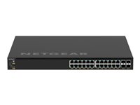 NETGEAR M4350 Series M4350-24G4XF - Kytkin - L3 - Hallinnoitu - 24 x 10/100/1000 (PoE+) + 4 x SFP+ - ilmavirtaus edestä taaksepäin - telineeseen asennettava - PoE+ (720 W) GSM4328-100NES