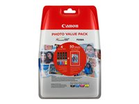 Canon CLI-551 C/M/Y/BK Photo Value Pack - 4 pakettia - 7 ml - musta, keltainen, sinivihreä, magenta - alkuperäinen - pakkaus turvajärjestelmällä - mustesäiliö / paperisarja malleihin PIXMA iP8750, iX6850, MG5550, MG5650, MG5655, MG6450, MG6650, MG7150, MG7550, MX725, MX925 6508B006