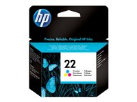 HP 22 - 5 ml - väri (sinivihreä, sinipunainen, keltainen) - alkuperäinen - mustepatruuna malleihin Deskjet F2185, F2187, F2210, F2235, F2240, F2275, F2280, F2290, F375, F4175, F4190, F4194 C9352AE#UUQ