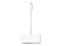 Apple - Näyttösovitin - VGA - Lightning uros to 15 pin D-Sub (DB-15), Lightning naaras - 1080p-tuki MD825ZM/A