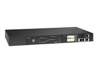 APC - Automaattinen siirtokytkin (telineasennettava) - Vaihtovirta 230 V - 3840 VA - 1-vaiheinen - USB, Ethernet 10/100/1000 - lähtöliittimet: 1 - 1U - musta AP4422A