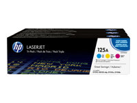 HP 125A - 3 pakettia - keltainen, sinivihreä, magenta - alkuperäinen - LaserJet - väriainekasetti (CE259AM) malleihin Color LaserJet CM1312 MFP, CM1312nfi MFP, CP1215, CP1515n, CP1518ni CF373AM