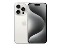 Apple iPhone 15 Pro - 5G älypuhelin - Kaksois-SIM / sisäinen muisti 1 Tt - OLED-näyttö - 6.1" - 2556 x 1179 pikseliä (120 Hz) - 3 takakameraa 48 MP, 12 MP, 12 MP - front camera 12 MP - valkoinen tiotaani MTVD3QN/A