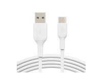 Belkin BoostCharge - USB-kaapeli - 24 pin USB-C (uros) to USB (uros) - USB 2.0 - 1 m - valkoinen (pakkaus sisältää 2) CAB001BT1MWH2PK