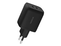 Nokia - Verkkosovitin - 65 watti(a) - 2 lähtöliittimet (24 pin USB-C) - musta - Euroopan unioni 8P00000273