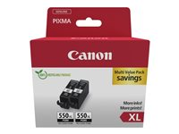 Canon PGI-550PGBK XL Twin pack - 2 pakettia - 15 ml - Tuottoisa - musta - alkuperäinen - ripustuslaatikko - mustesäiliö malleihin PIXMA iP8750, iX6850, MG5550, MG5650, MG6450, MG6650, MG7150, MG7550, MX725; PIXUS MG7550 6431B010