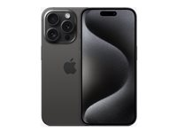 Apple iPhone 15 Pro - 5G älypuhelin - Kaksois-SIM / sisäinen muisti 128 Gt - OLED-näyttö - 6.1" - 2556 x 1179 pikseliä (120 Hz) - 3 takakameraa 48 MP, 12 MP, 12 MP - front camera 12 MP - musta titaani MTUV3QN/A