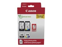 Canon PG-545 / CL-546 Value Pack - 2 pakettia - 8 ml - musta, väri (sinivihreä, sinipunainen, keltainen) - alkuperäinen - ripustuslaatikko - mustekasetti/paperipaketti malleihin PIXMA iP2850, MG2450, MG2550, TR4550, TR4551 8287B008