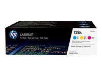 HP 128A - 3 pakettia - keltainen, sinivihreä, magenta - alkuperäinen - LaserJet - väriainekasetti (CF371AM) malleihin Color LaserJet Pro CP1525n, CP1525nw; LaserJet Pro CM1415fn, CM1415fnw CF371AM