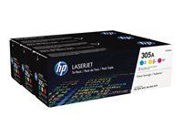 HP 305A - 3 pakettia - keltainen, sinivihreä, magenta - alkuperäinen - LaserJet - väriainekasetti (CF370AM) malleihin LaserJet Pro 300 M351, 400 M451, MFP M375, MFP M475 CF370AM