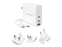 HyperJuice - Verkkosovitin - GaN-tekniikka - 140 watti(a) - Power Delivery 3.1, QC 3.0 - 3 lähtöliittimet (USB, 2 USB-C:tä) - valkoinen HJG140WW